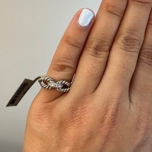 David Yurman Cable Loop Band Ring in Sterling Silver with Pavé Diamonds